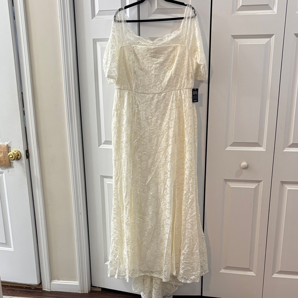 Torrid White lace off shoulder ALine dress nwt